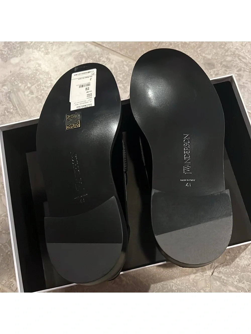 JW Anderson Anchor Logo Loafers in Black Leather Size 41 New in Box w/DustBag